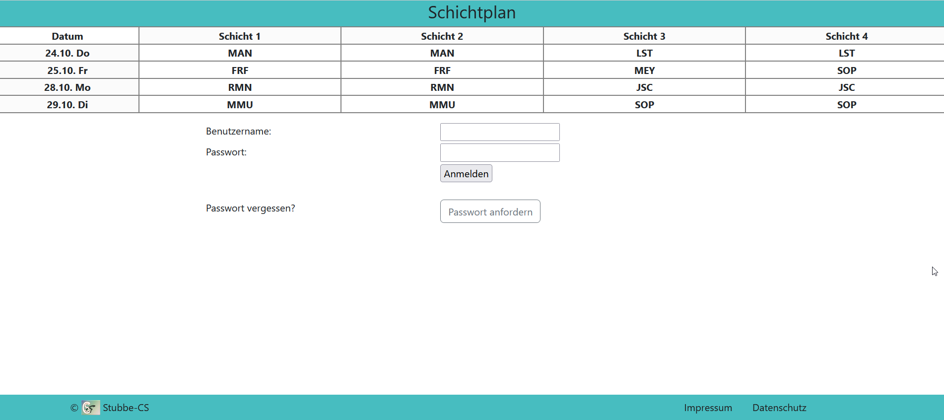 Voransicht des Schichtplans